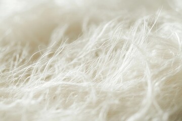 Close up of soft white fibers. Great for textures or backgrounds related to softness, comfort, and natural materials.