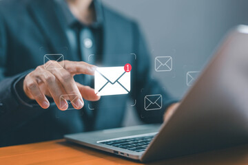icon new email, send an information message email from the tablet. smart SMS mail on digital....