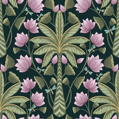 Pichwai Inspired Seamless floral surface pattern that can be used for printing on various surfaces like home textiles, fabrics, wallpapers, paper etc. it can also be used for digital projects.