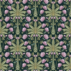 Pichwai Inspired seamless floral surface pattern that can be used for printing on various surfaces like home textiles, fabrics, wallpapers, paper etc. it can also be used for digital projects.