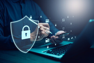 Cyber security and Security password login online concept  Hands typing and entering username and password of social media, logging in with smartphone to an online bank account, data protection hacker