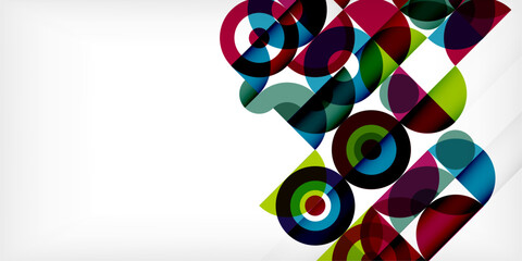 Minimal geometric abstract background. Circle square and triangle design. Trendy techno business template for wallpaper, banner, background or landing