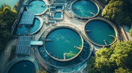 Solar farm panels placed on the river.