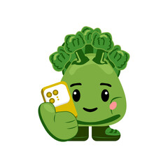 Cute Broccoli Mascot Character Illustration