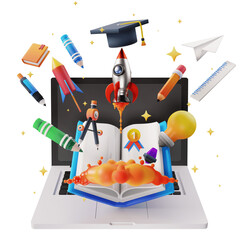 e learning space science education 3d icon