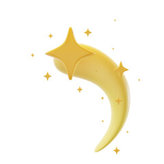 yellow shooting star 3d icon
