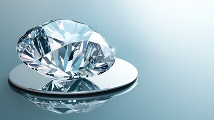 Sparkling Cut Diamond on Reflective Surface