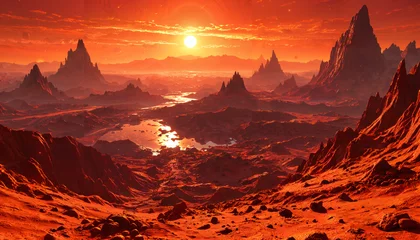  Lever du soleil sur un paysage martien © SolarisKG