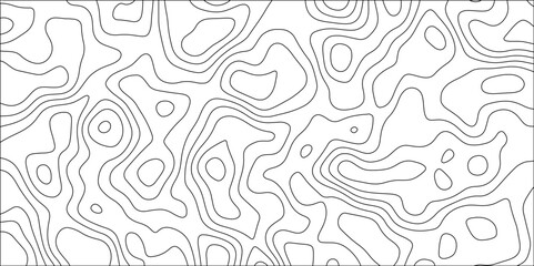 Abstract black & white topographic Contour Scheme and Terrain on old paper. Geographic mountain terrain. Contour map background. Cartographic Weave with seamless striped patterns and wavy Lines