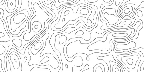 Abstract black & white topographic Contour Scheme and Terrain on old paper. Geographic mountain terrain. Contour map background. Cartographic Weave with seamless striped patterns and wavy Lines