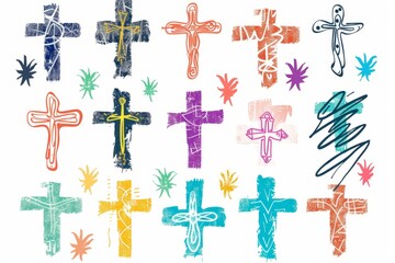 Cross icon, christianity religion symbol, christian sign, cross shape, church emblem, catholicism symbol