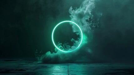 Green smoke on a black background. Abstract background. Design element.