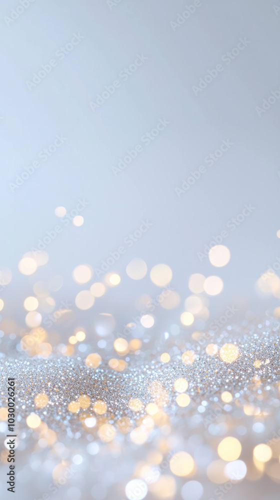 Poster shimmering abstract background filled with golden sparkles and soft bokeh effects creates dreamy atm