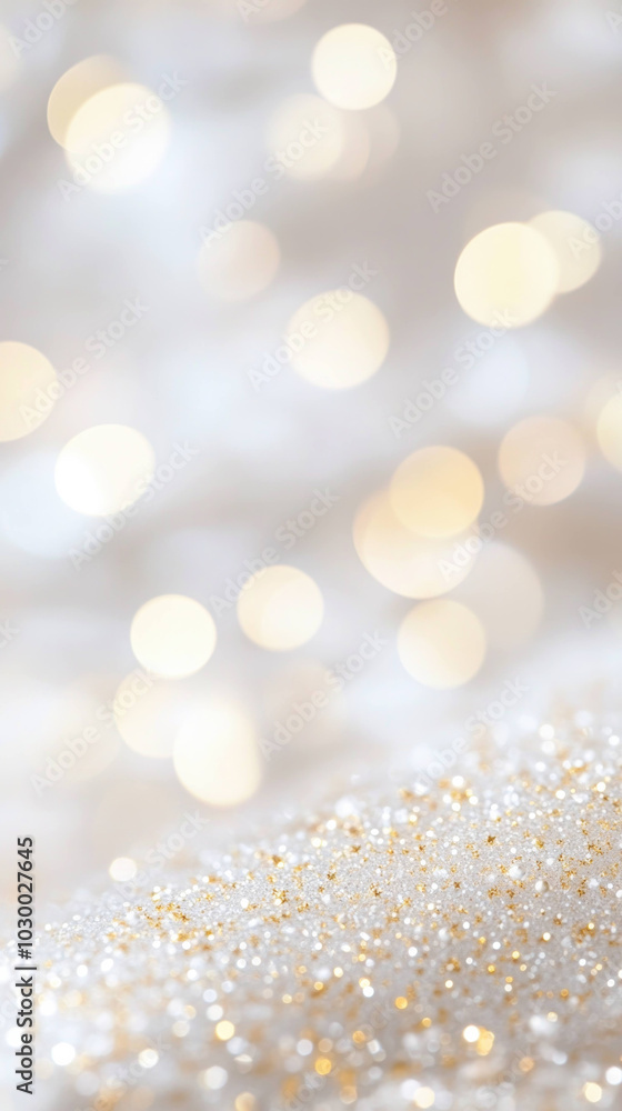 Aufkleber shimmering background of golden and white bokeh lights creates dreamy and enchanting atmosphere, per