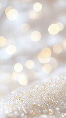 shimmering background of golden and white bokeh lights creates dreamy and enchanting atmosphere, perfect for evoking feelings of celebration and joy