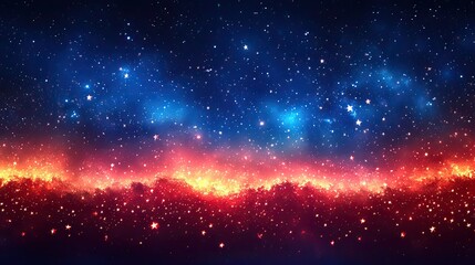 A political banner in blue and red with stars resembles a U.S. flag design.