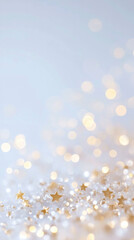 dreamy scene filled with golden stars and shimmering lights creates magical atmosphere, perfect for celebrations or festive occasions