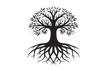 Tree Roots Silhouette Vector Illustration – Perfect for T-Shirt, Hoodie, and Home Decor Designs