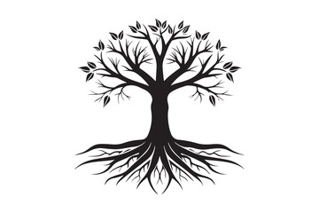 Tree Roots Silhouette Vector Illustration – Perfect for T-Shirt, Hoodie, and Home Decor Designs