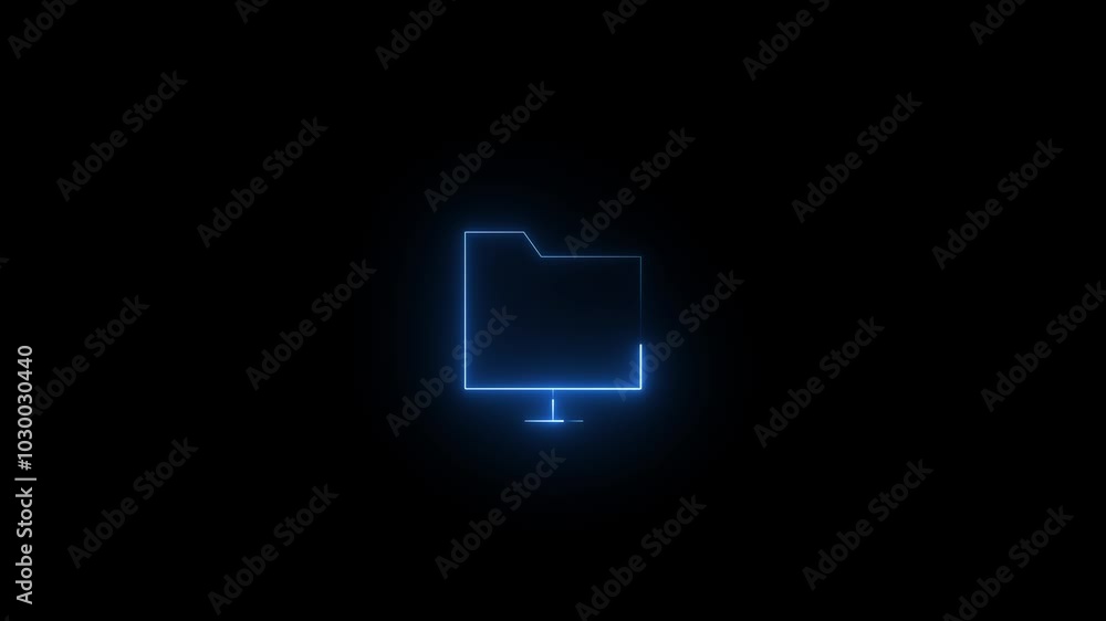 Aufkleber glowing neon line computer network icon isolated on black background. local network concept.