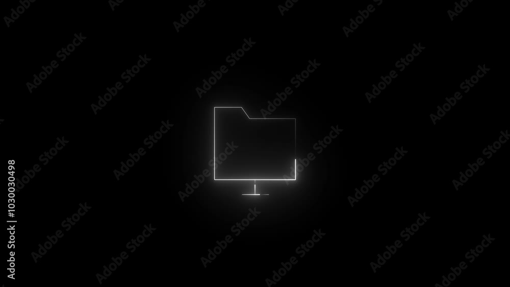 Aufkleber glowing neon line computer network icon isolated on black background. local network concept.