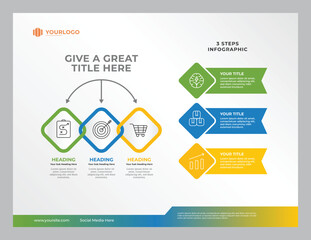 Presentation business infographic template with 3 steps modern design
