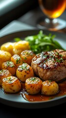 Luxurious Omakase Plate on an Airplane Tray with Blurred Window View