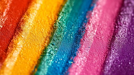 Vibrant Colorful Stripes of Paint Creating a Rainbow Effect on Canvas