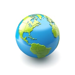 Fototapeta premium Shiny 3D Globe Icon with Raised Green Landmass