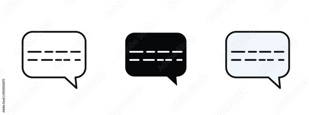 Poster subtitles icon in outline, silhouette and editable colors in unexpandable vector form, set of subtit