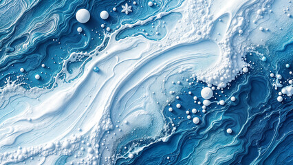 liquid abstract background with blue and white oil paint. Generative AI