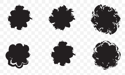 Grunge Brush Stroke Circle Vector Set. EPS 10.