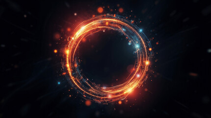 Fototapeta premium abstract holographic shape, glowing frame on black background. Generative AI