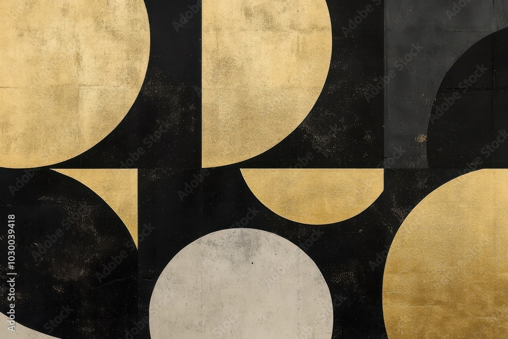 Aufkleber abstract pattern of repeating shapes with dark and gold elements on a luminous background