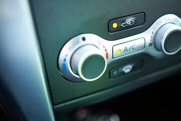 Fototapeta premium Close up of the control panel of a modern car. Selective focus.