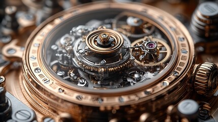 A close-up view of intricate gears and mechanisms emphasizes the precision and complexity of timekeeping devices.