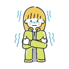 寒くて震えている女性