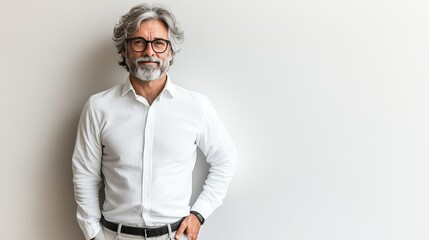 Obraz premium Confident Middle-Aged Man with Salt and Pepper Hair