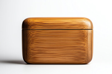 Wooden storage box on white isolated background