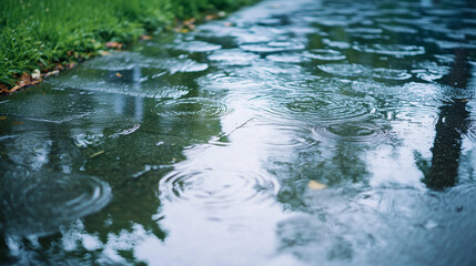 Rainy Day Reflections on a Wet Sidewalk