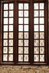 Fototapeta premium Vintage Elegance: Geometric Patterned French Doors