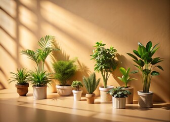 Fototapeta premium Beige Background with Shadow of Plants for Product Display, Tilt-Shift Photography, Vector Illustration, Ideal for Minimalist Design and E-commerce Showcase