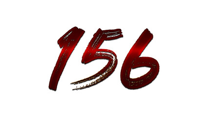 3D blood red number design of 156 on white background.