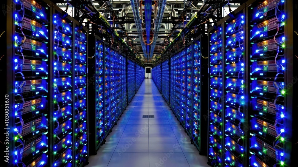 Poster illuminated server racks in a data center