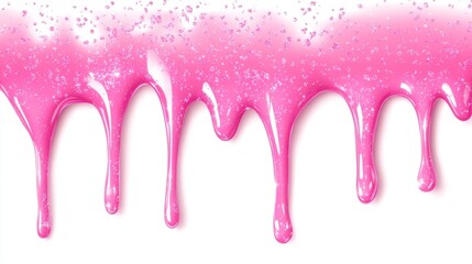 A fluid splash of pink paint drips down a white background, showcasing a vibrant, creative design. The glitter and contrast make it perfect for advertising headers and social media promotions