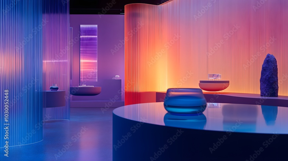 Poster 94. **a tranquil void with gentle gradients inviting focus on the product on display.