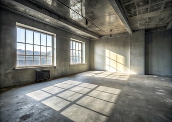 Low Light Photography of an Empty Room with Gray Walls and Dirty Floor During Renovation