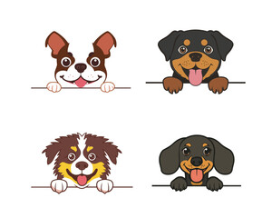Obraz premium Set of Dog Peeking Face Vector illustration - Dog Face Logo Clipart Design 