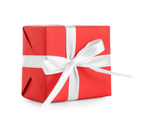 Christmas gift box on white background