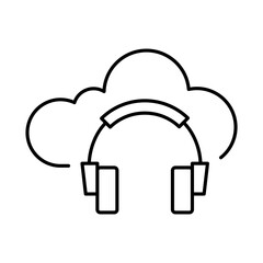 Cloud Headphone Line Icon. Cloud Technology Editable Stroke Vector Illustration